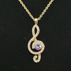 Monet Swarovski crystal music note pendant necklace